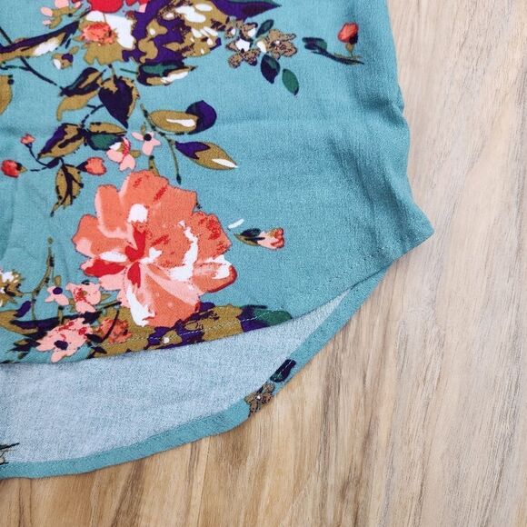 🔺️NWT Market & Spruce Sage Floral Prat Henley Sleeveless Top Large - Picture 8 of 13